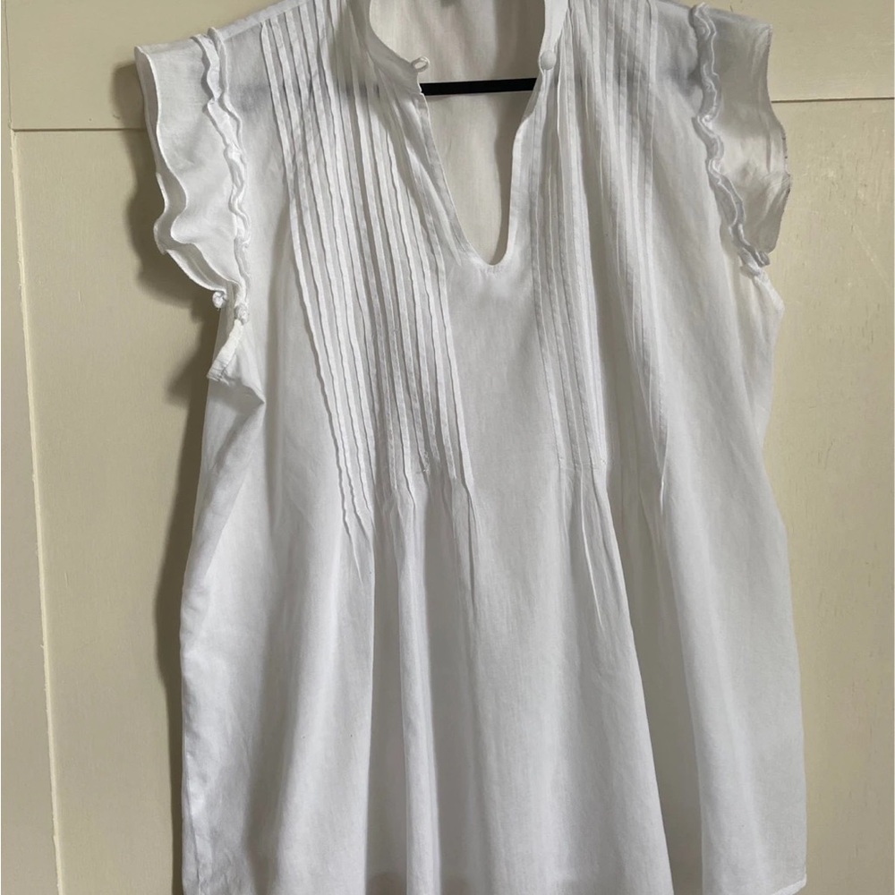 White Ruffled Sleeveless Top